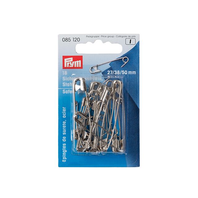 Prym - 18 Assorted Size Safety Pins - Silver