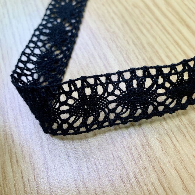 Crochet Lace Ribbon - Two Hole - Black