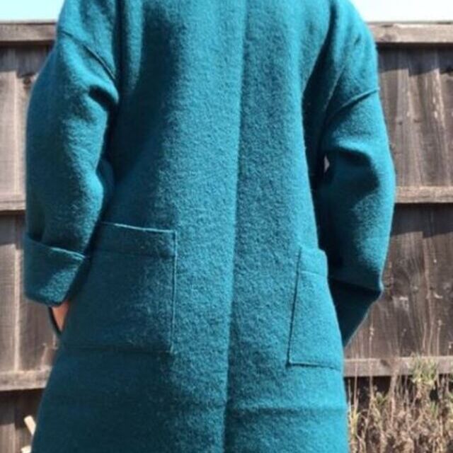 Coat-Boiled wool-Teal