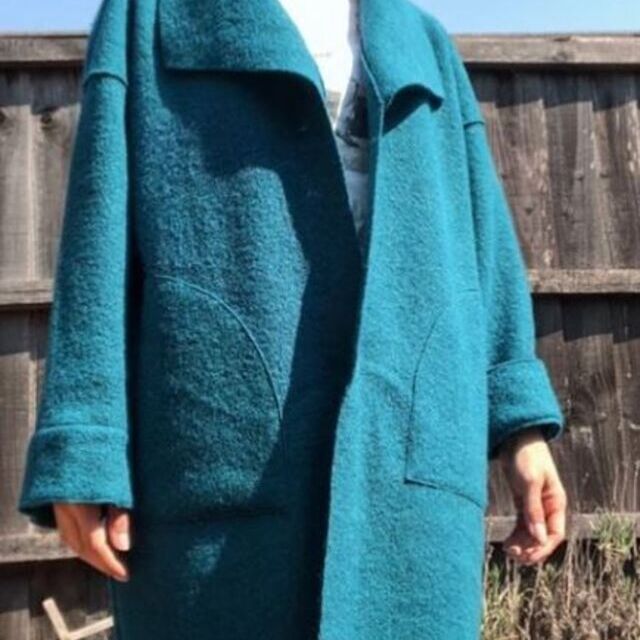 Coat-Boiled wool-Teal fabric