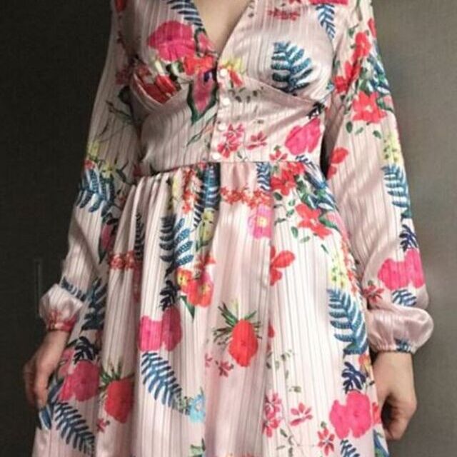 Dress-Using Pink Floral Satin fabric