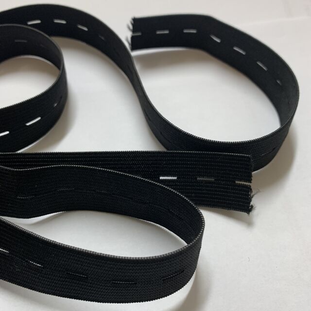 23mm Wide Button Hole Elastic - Black