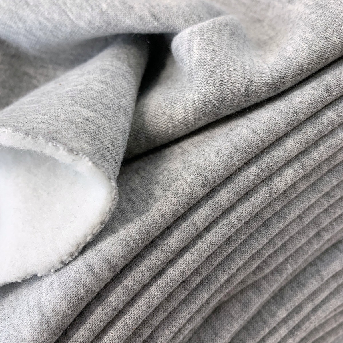 Cotton Polyester Jersey Fabric Sweatshirt Silver Grey Marl