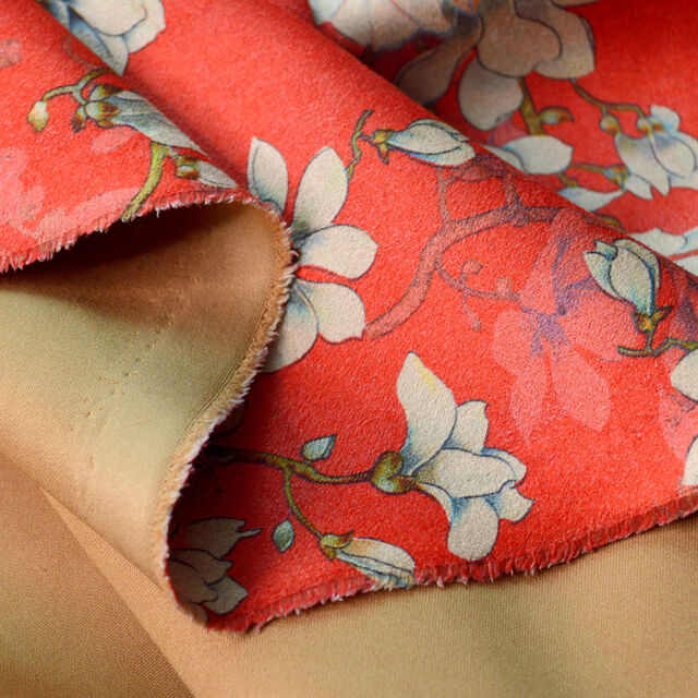 Remnant - Suede Scuba - Floral - Coral (0.85m)