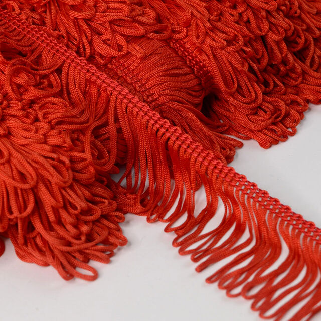 Loop Fringe Trim - Red