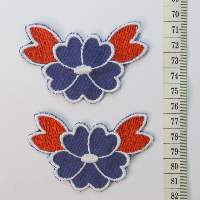 Embroidered Patch - Large Blue & Red Flower