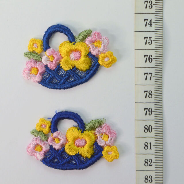 Embroidered Patch - Blue Flower Basket