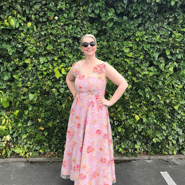 Dress- Using Embroidered Net Lace & Luxury Satin Backed Crepe