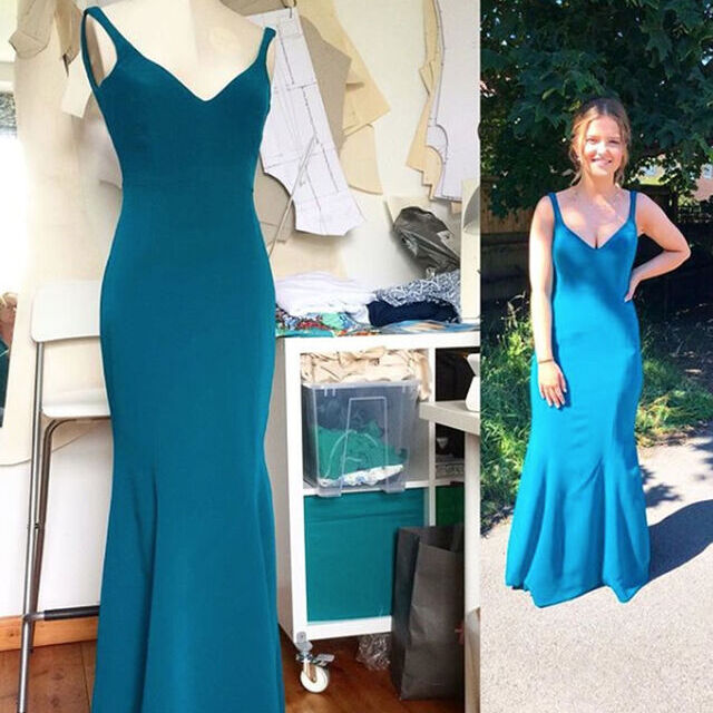 Prom Dress - Using Teal Crepe Fabric