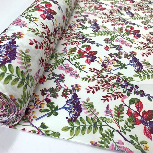 Poplin Print - Mrs Bouquet - White