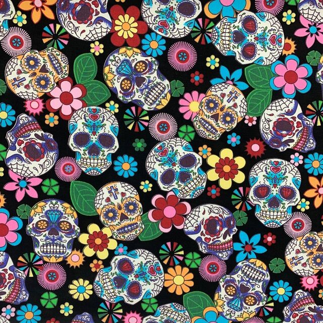 Poplin Print - Día de Muertos - Black