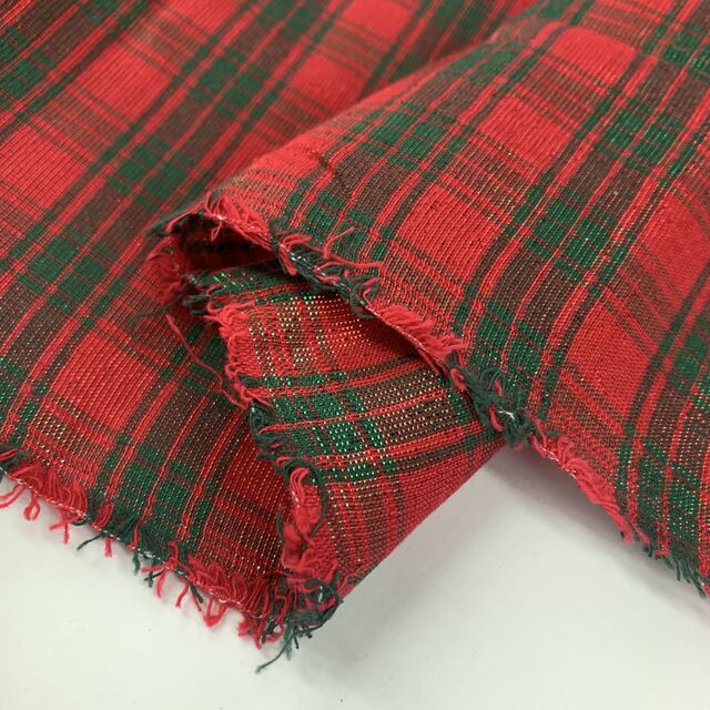 Cotton Lurex - Large Tartan - Red