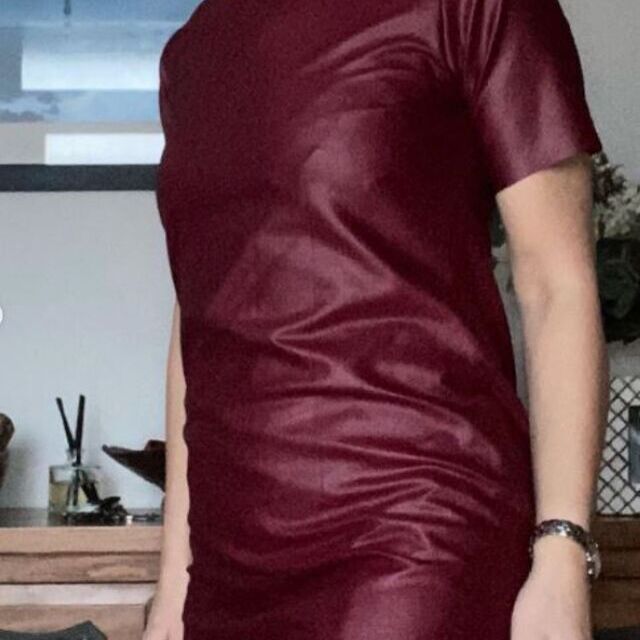 Dress- using leather look- Red