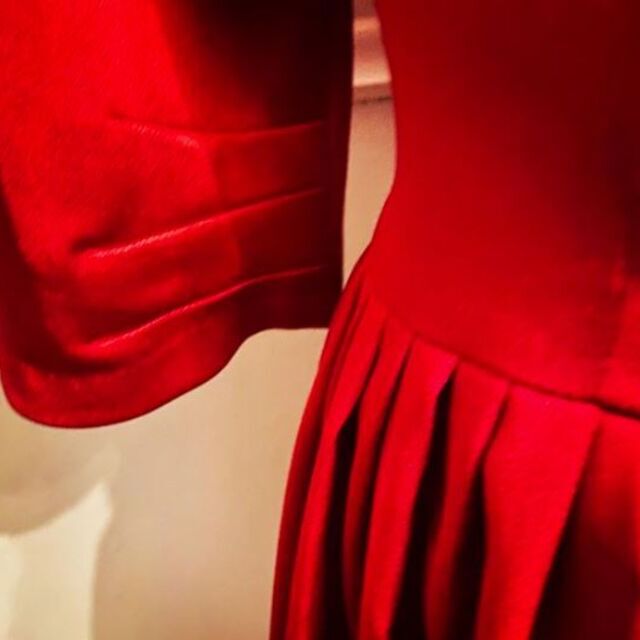 Red satin dress
