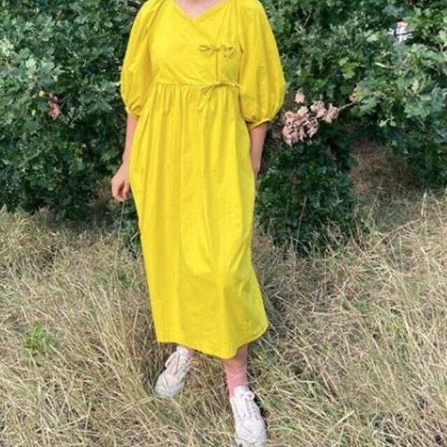 Dress- chartreuse cotton poplin fabric