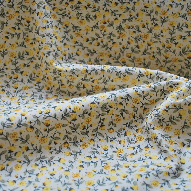 Poplin Print - Tiny Yellow Rose